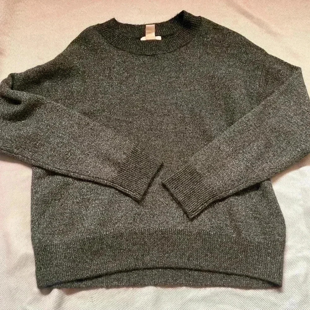 H&M Glitter Silver Grey Holiday Sweater